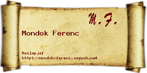 Mondok Ferenc névjegykártya
